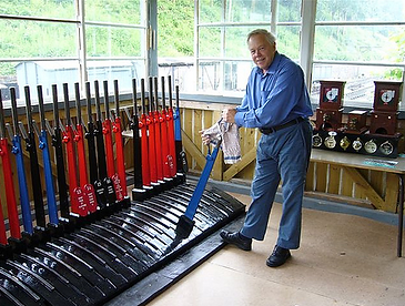 Ex-S&D signalman and railway historian Mike Arlett at Midsomer Norton South signal box