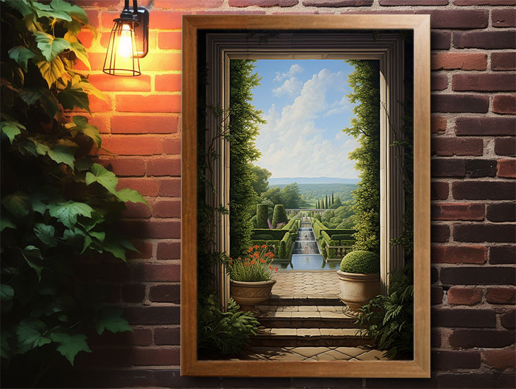 Thumbnail: Trompe l'oeil: Vista to Garden Pond & Distant Hills