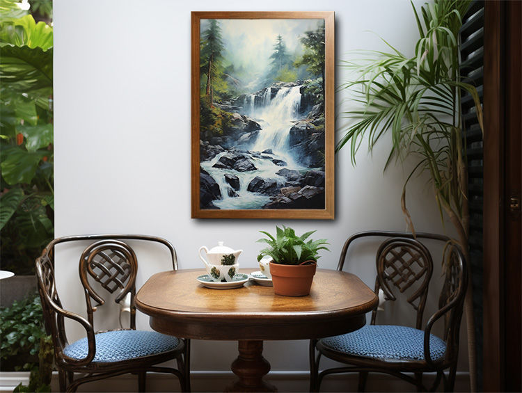 Thumbnail: Nature's Tapestry: Waterfall in Misty Forst