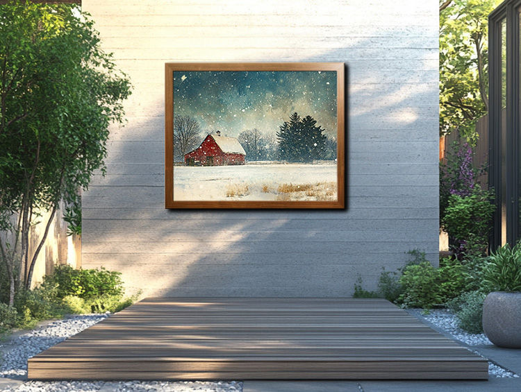 Thumbnail: Red Barn in Falling Snow