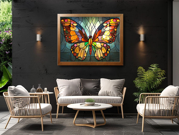 Thumbnail: Heavenly Flutter - Butterfly on Stain Glass