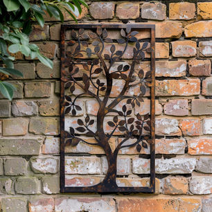 Laser cut tree wall aluminium with rust coating treatment