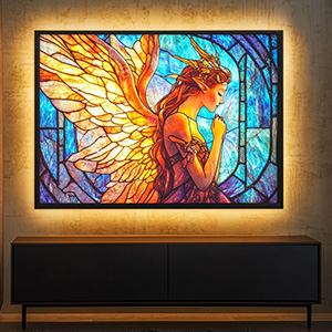 Fairy Angel of Radiant Dawn - Illuminated Wall Art