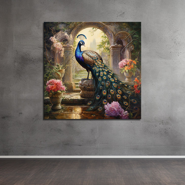 Thumbnail: Opulent Elegance: Magistic Peacock in Ornate Garden