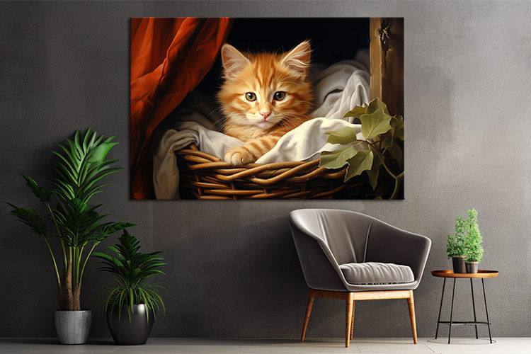 Thumbnail: Ginger Kitten in Cane Basket