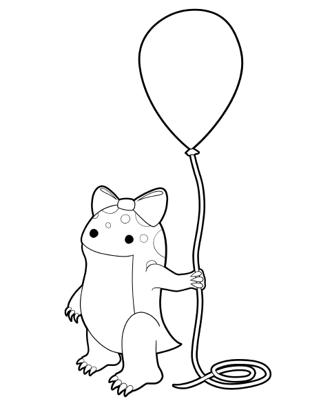 Dinosaur with Balloon Coloring Page