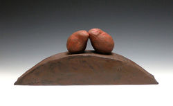 On the Bridge (Welcome Home), clay, 7" tall x 18 " x 4"