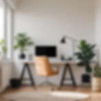 Modern home office with lots of plants