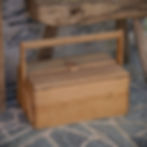 Boîte à outils en bois vintage avec poignée, compartiments articulés et estampille Ludwig Reiter Wien, ancienne caisse de ran