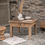 Miniature : Ancienne table basse carrée en chêne massif, meuble de salon vintage et authentique.