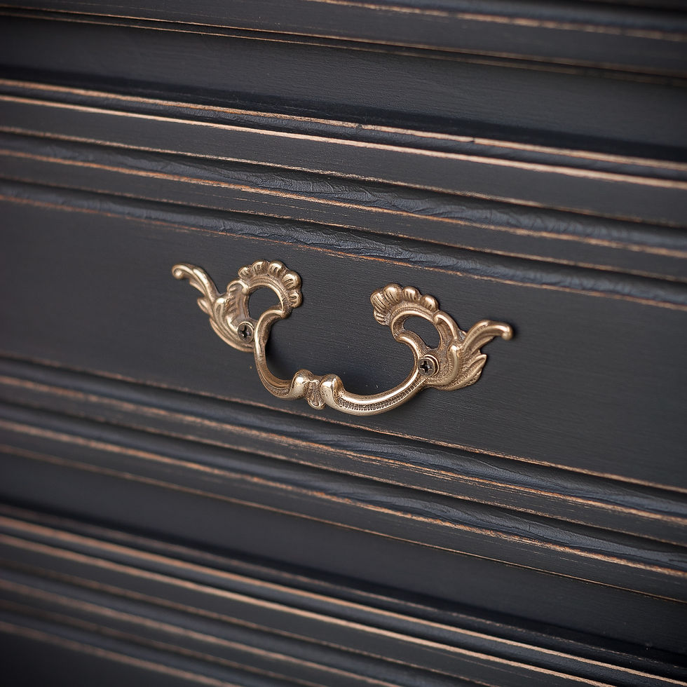 Miniature : MEUBLE CHIFFONNIER 5 TIROIRS NOIR ET BOIS STYLE LOUIS XV