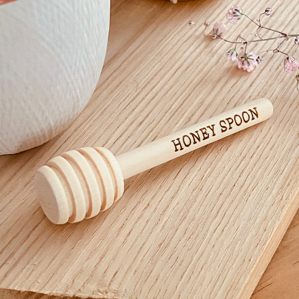 cuillère à miel en bois honey spoon - gravures laser gris groseille boutique déco