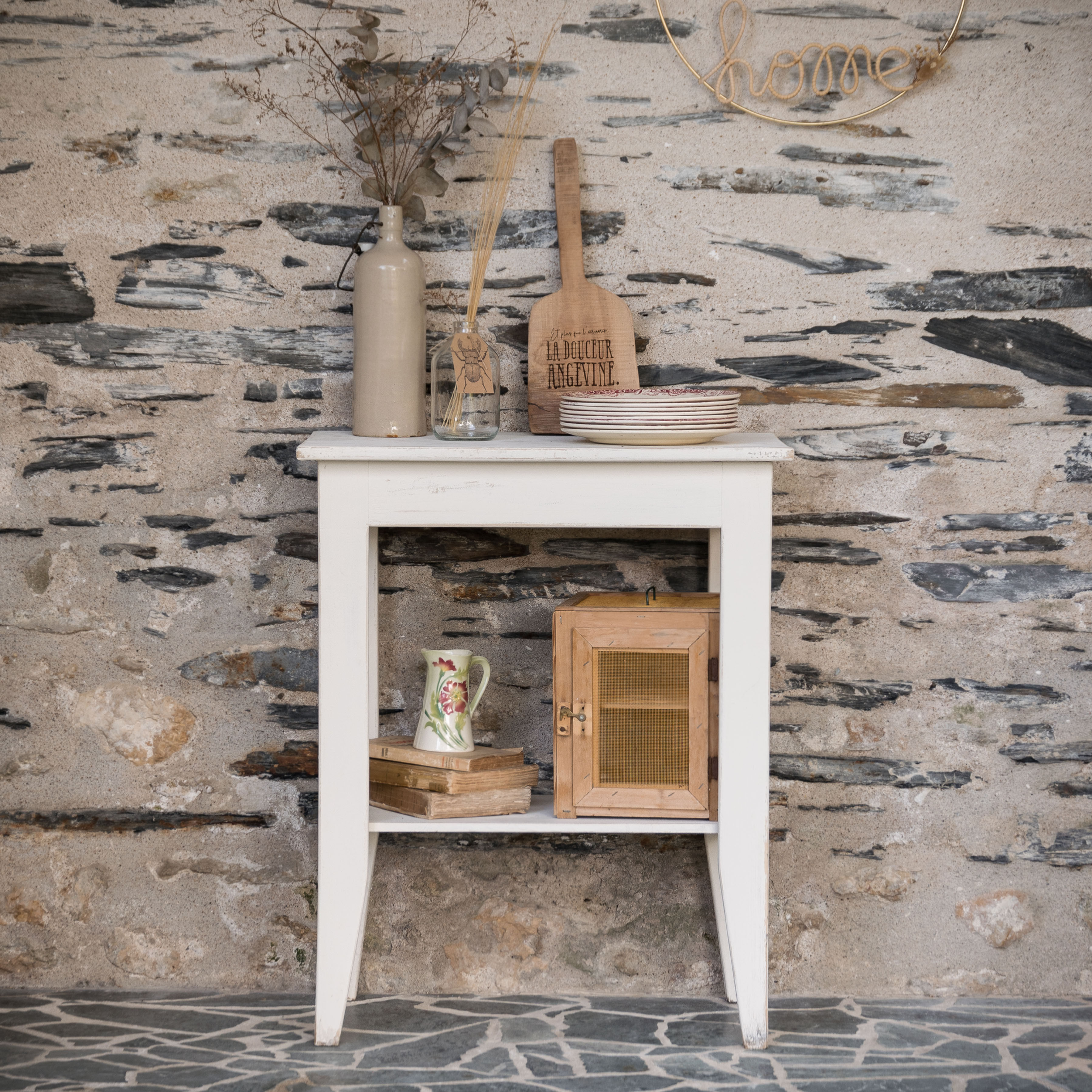PETITE CONSOLE ANCIENNE - PATINE BLANCHE D'ORIGINE