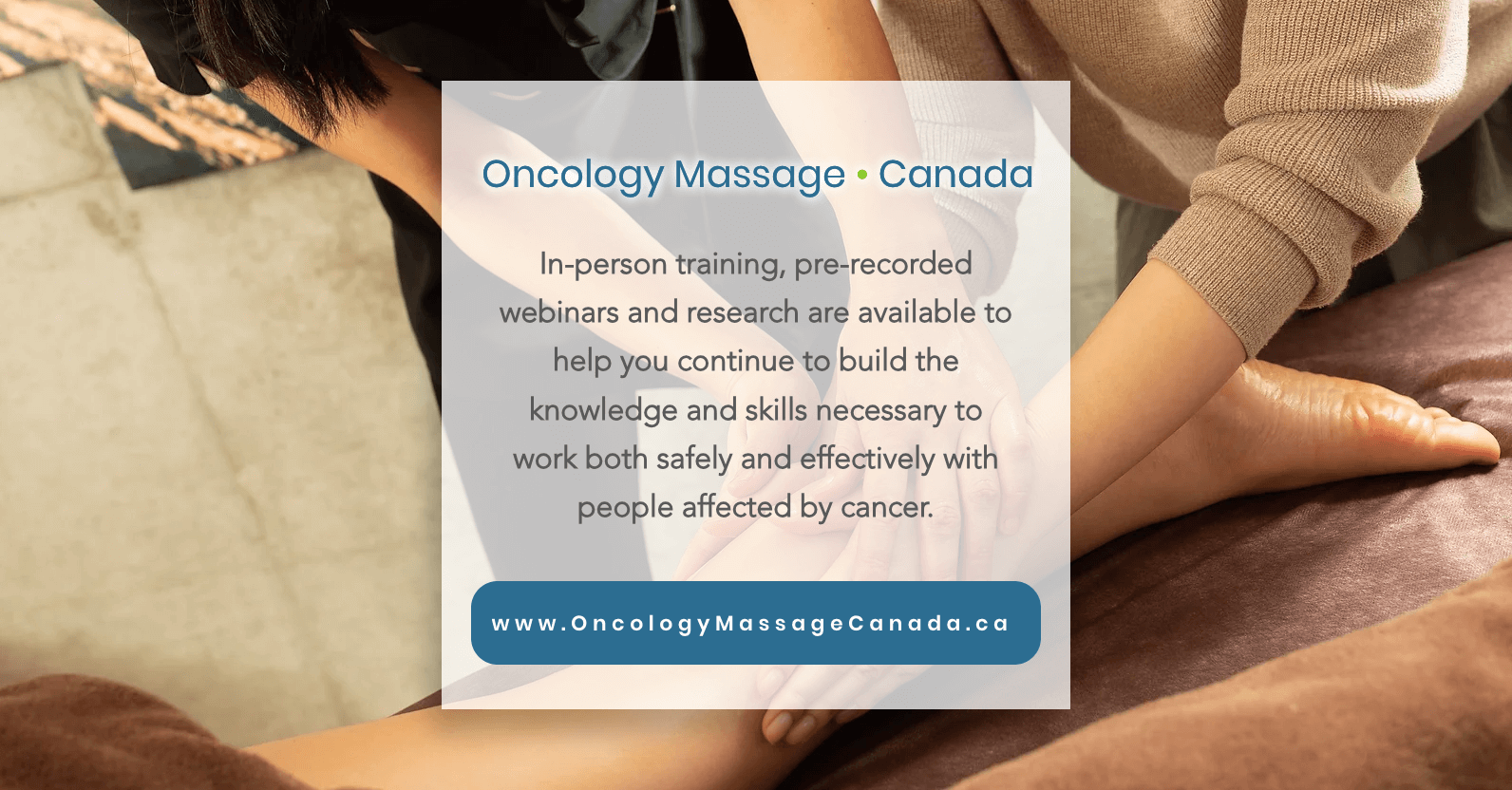 Oncology Massage Canada Training Janet Penny RMT Ottawa ON