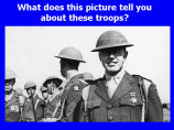 Soldiers in uniform standing together, with a prominent figure in the foreground, possibly during a military event or inspection. The image has a blue border with text asking about the troops.