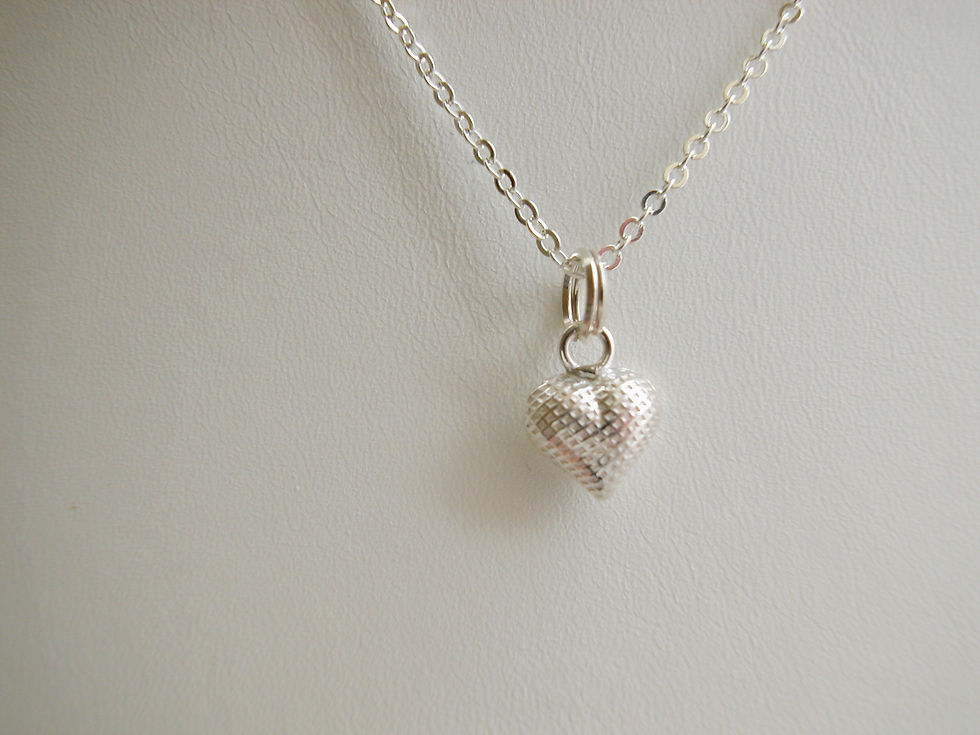 Thumbnail: Petite Sterling Textured Heart Necklace