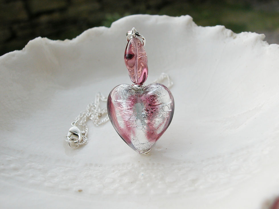Thumbnail: Murano Glass Silver Amethyst Necklace