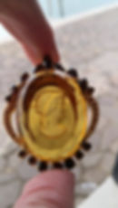 Thumbnail: Amber Vintage Murano Glass Cameo Brooch