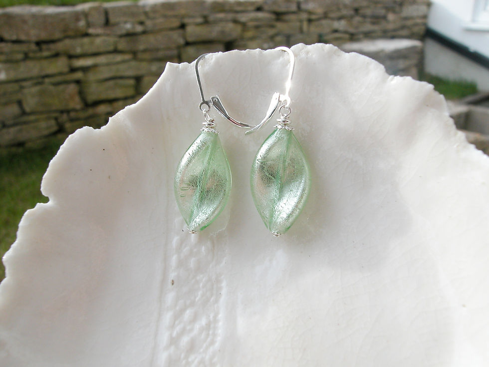 Thumbnail: Murano Glass Earrings, Twisted Leaf Earrings