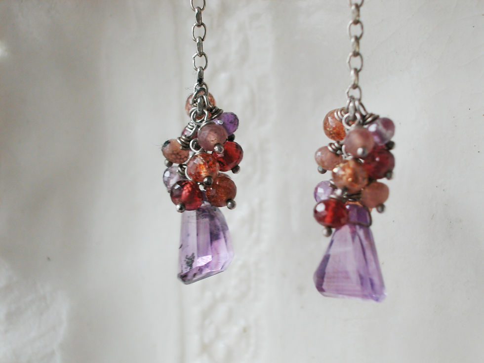 Thumbnail: Amethyst Semi Precious Earrings