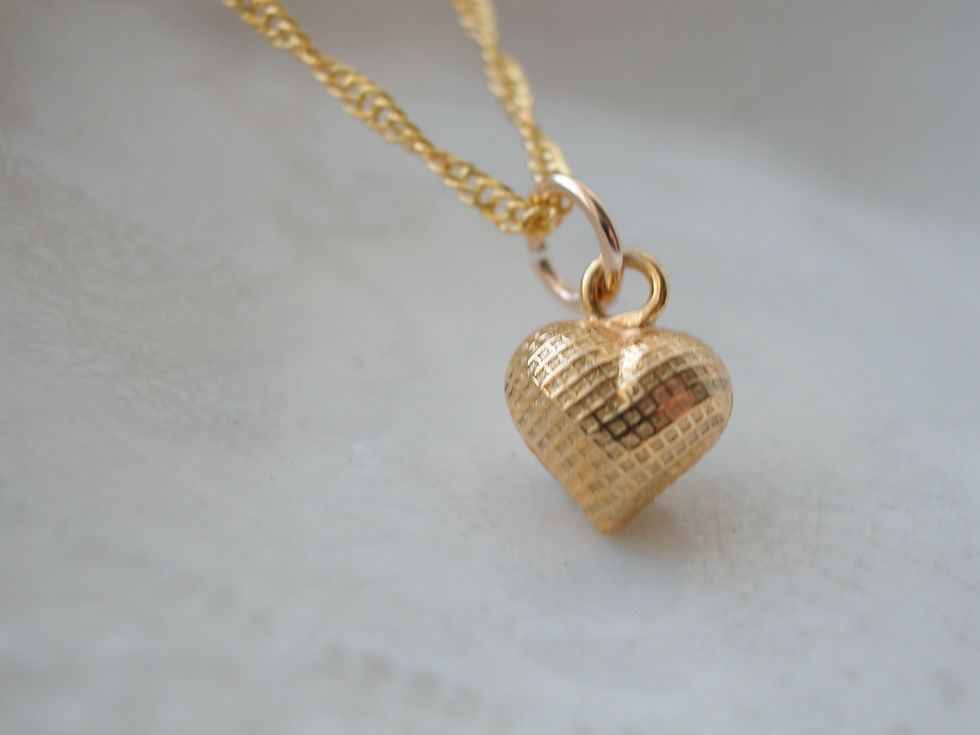 Thumbnail: Gold Petite Textured Heart Necklace