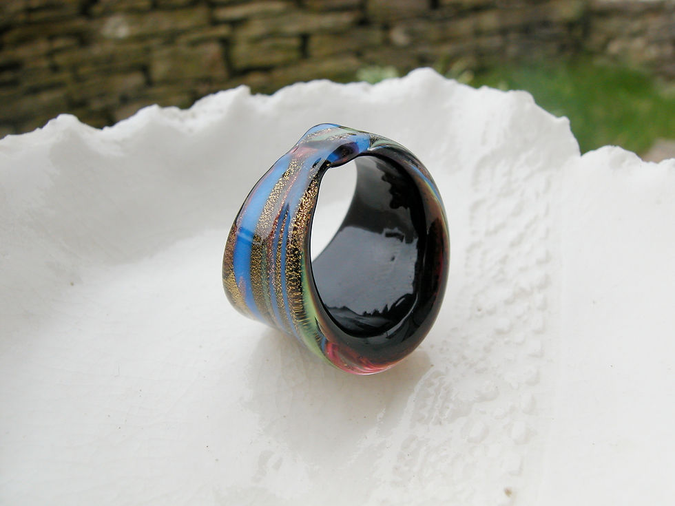 Thumbnail: Black Murano Glass Ring UK Q or US8