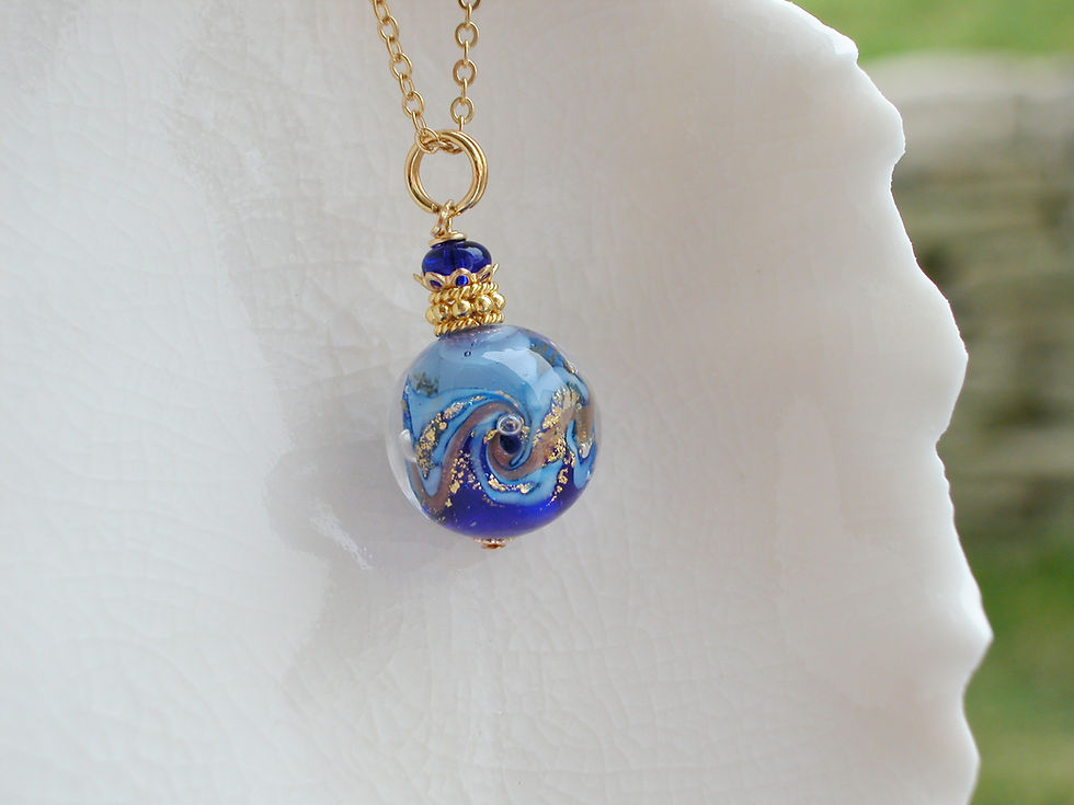 Thumbnail: Round Blue Murano Glass Necklace