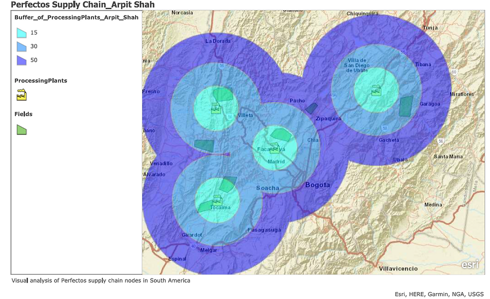 Euclidean coverage from a particular point for a given driving time assumes the form of concentric circles