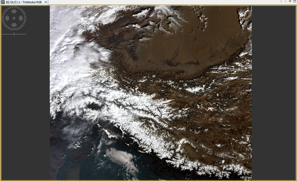 Satellite Imagery captured from Sentinel-3A's OLCI sensor on 21 Feb 2021. Himachal Pradesh is towards the bottom mid-to-right.