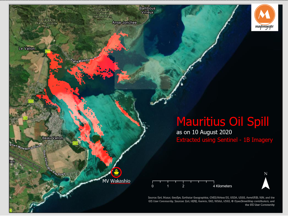 Extracting extent of Oil Spill in Mauritius