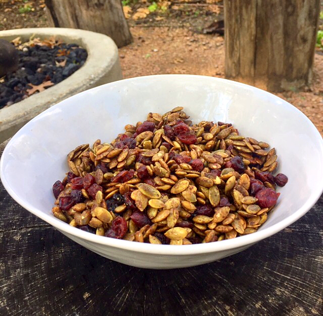 Spiced Pumpkin Seeds with Dried Cranberries
