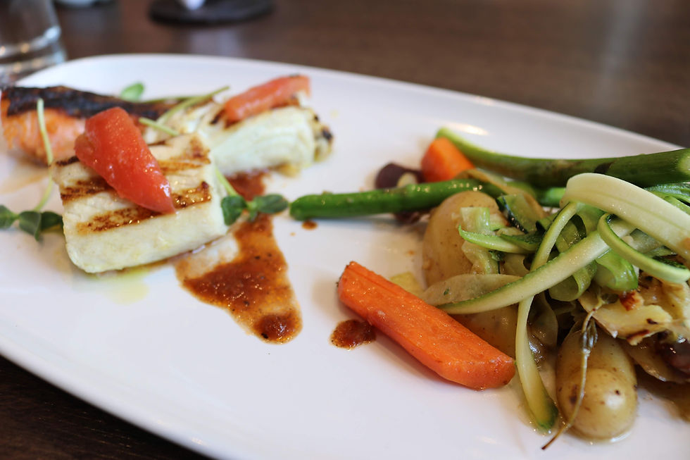 Trio of Grilled Fish with a Side of Veggies