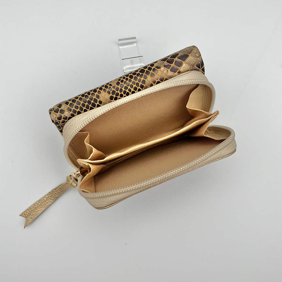 Thumbnail: AL&M Golden Python  Leather Mini Wallet Solid Retro Coin Purse Card Holder