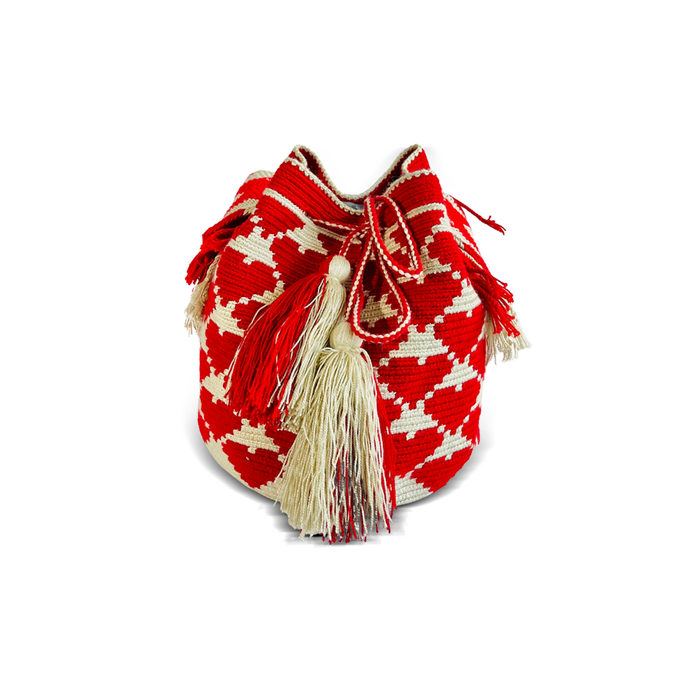 Thumbnail: AL&M Beige -Red Hearts Wayuu Bag/ Wayuu Bag/ Wayuu Colombian Bag