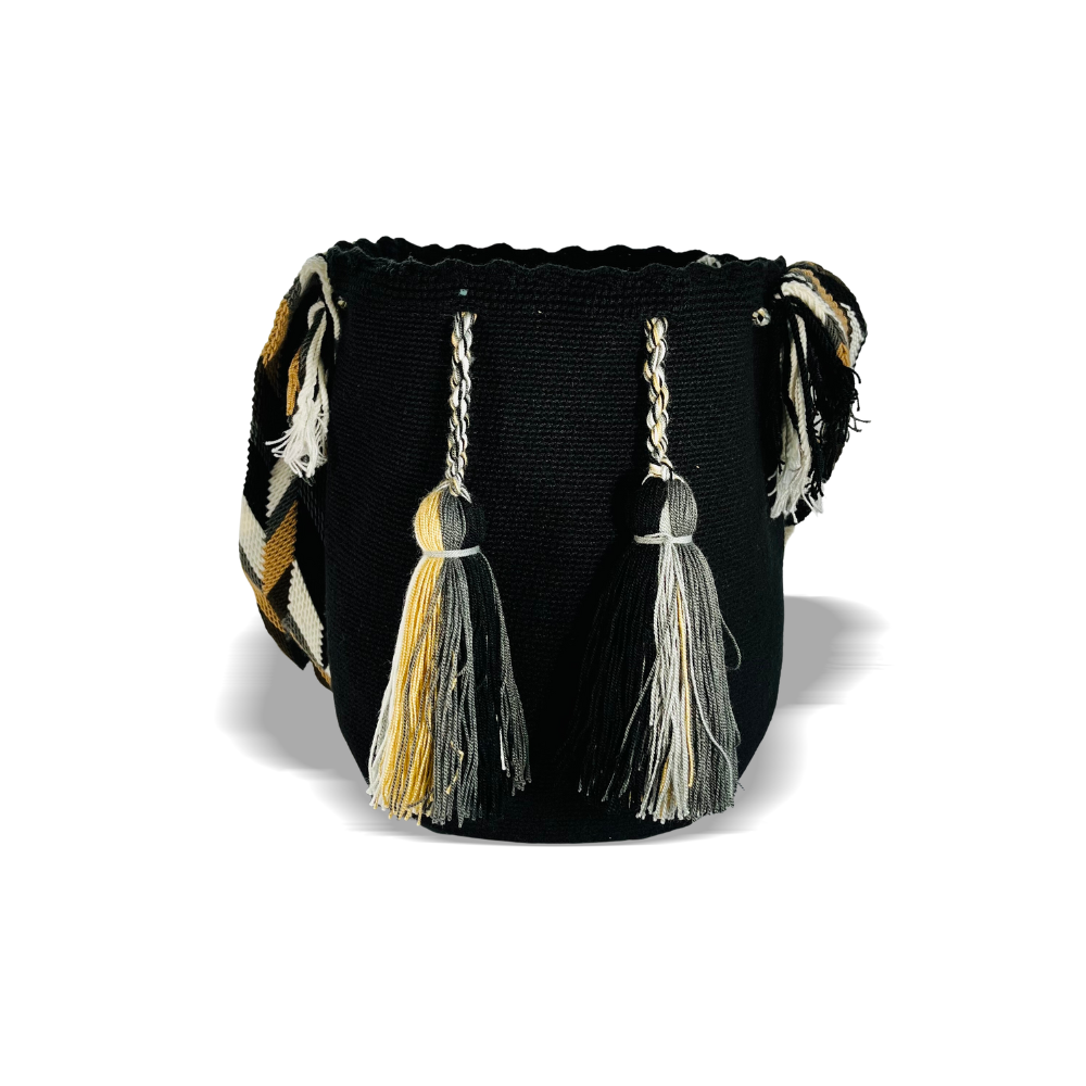 AL&M Wayuu Handmade Bag (Mochila) Black Solid/GWM Ajatu Large