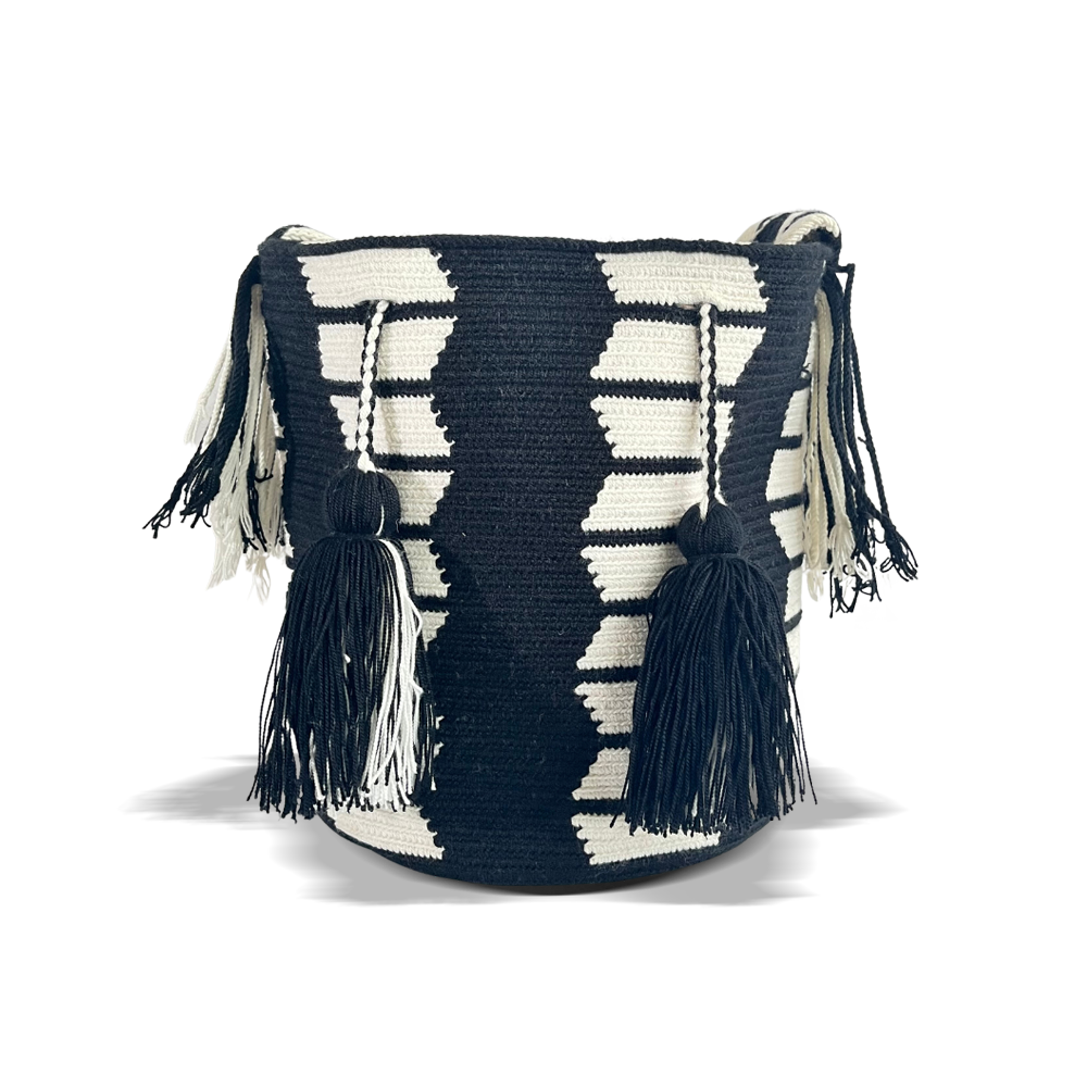 AL&M White - Black Design Wayuu Bag/ Wayuu Bag/ Wayuu Colombian Bag