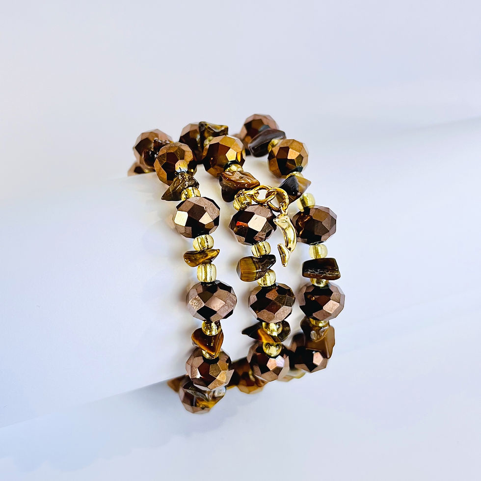 Thumbnail: AL&M Stretch Cord bracelets. X 3 / Golden Brown