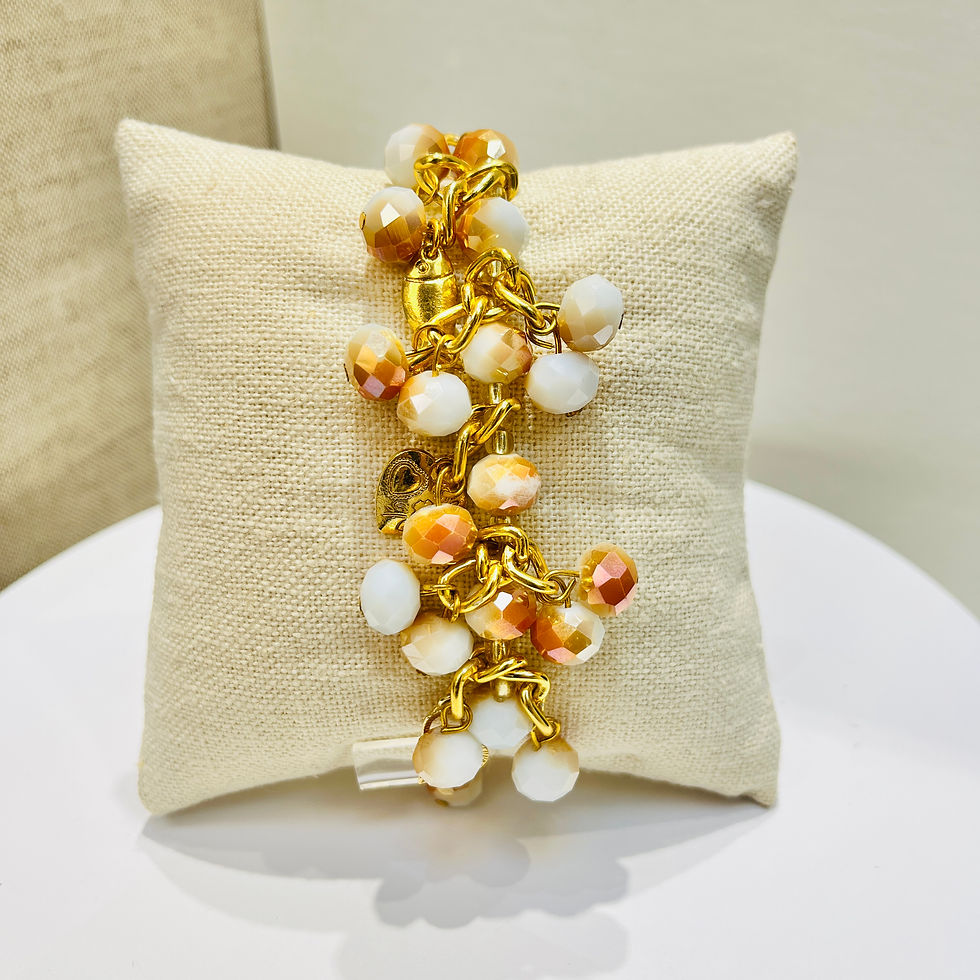 Miniatura: Pulsera de Piedras de Cristal Facetadas con tejido Crochet / Verde Claro