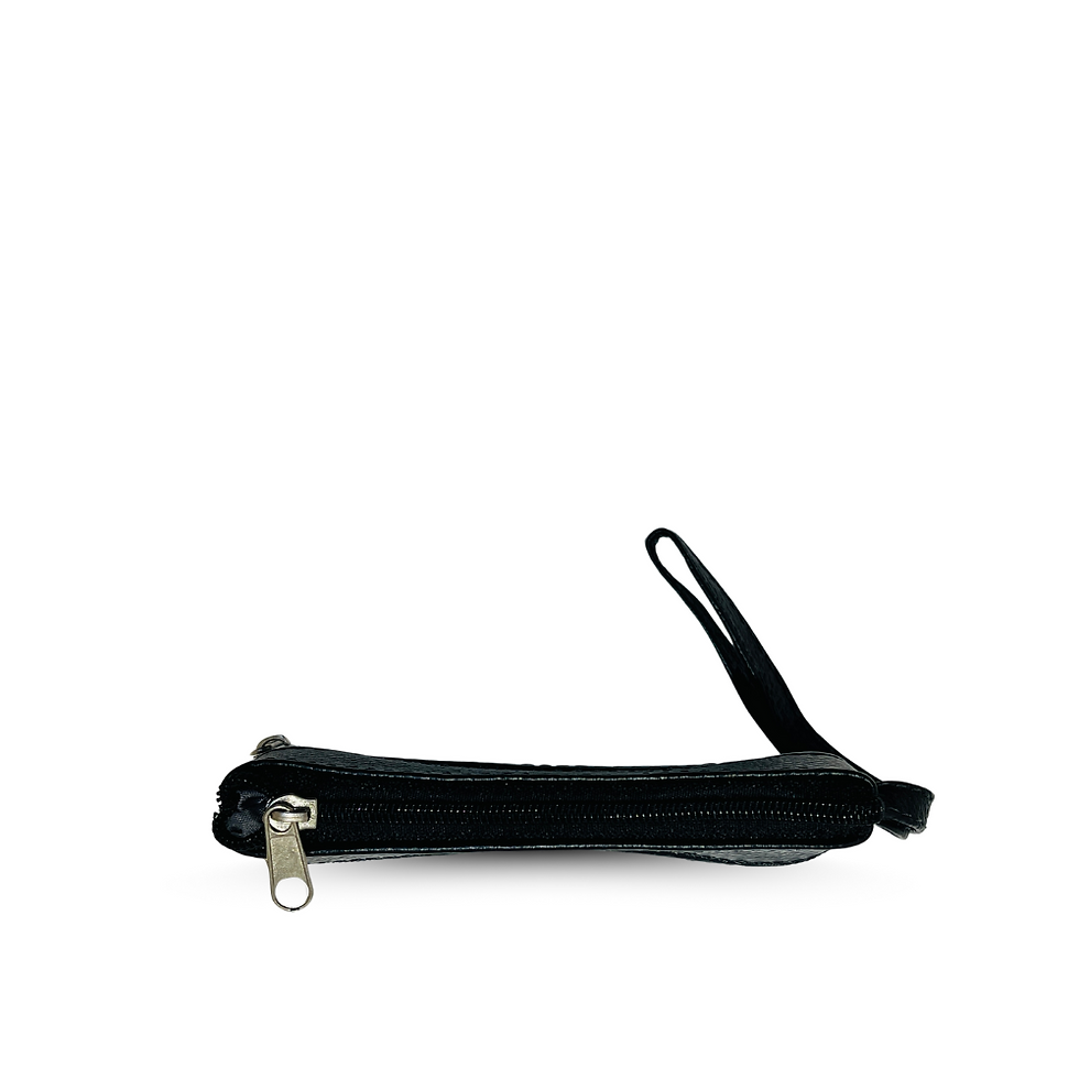 Thumbnail: AL&M Black Kokito Leather Coin Purse Wallet