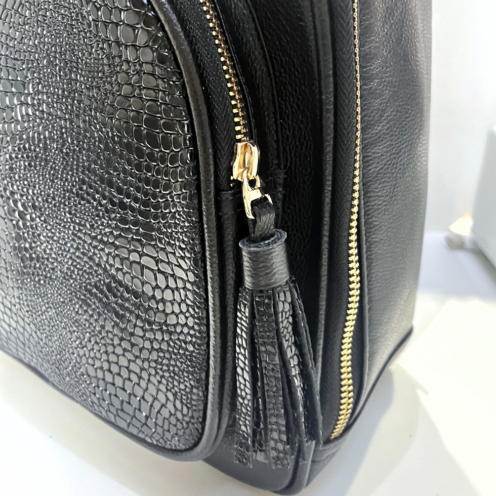 Miniatura: AL&M Black Lacost Leather Mini Backpack for Women