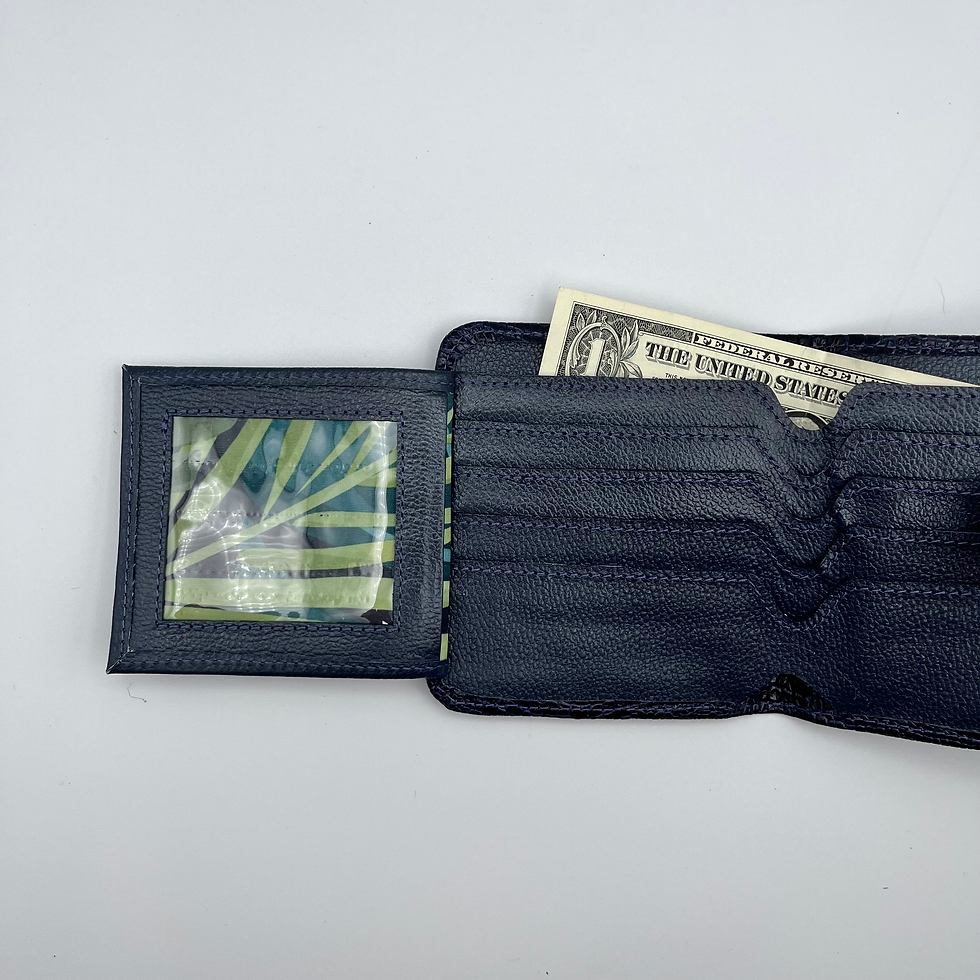Thumbnail: AL&M Blue Lacost Leather ID Vivi Wallet | Blue Lacost Wallet