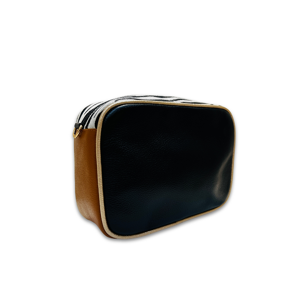 Thumbnail: AL&M Black Zebra Xim Square Leather Crossbody Bag