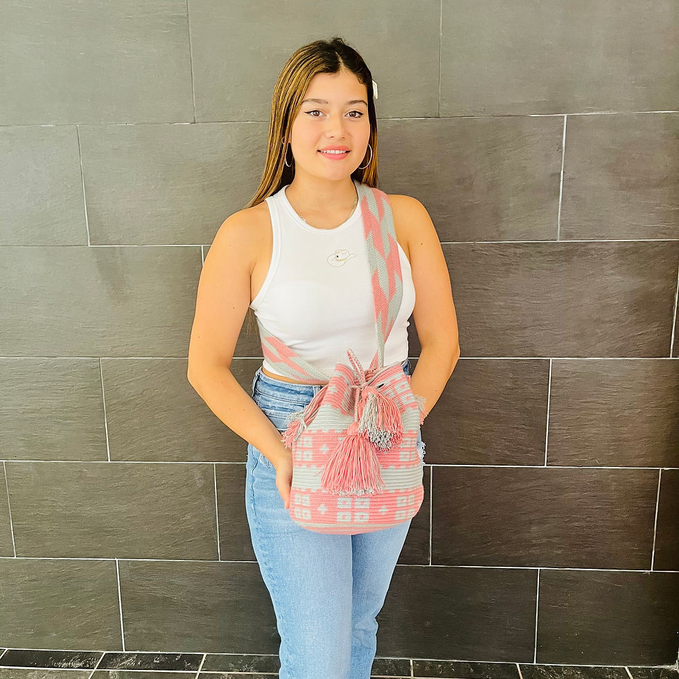 Thumbnail: AL&M Grey - Pink Design Wayuu Bag/ Wayuu Bag/ Wayuu Colombian Bag
