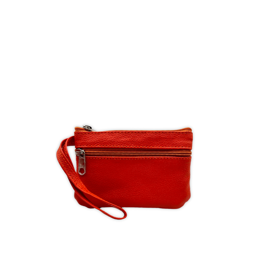 AL&M Orange Python Leather Coin Purse Wallet