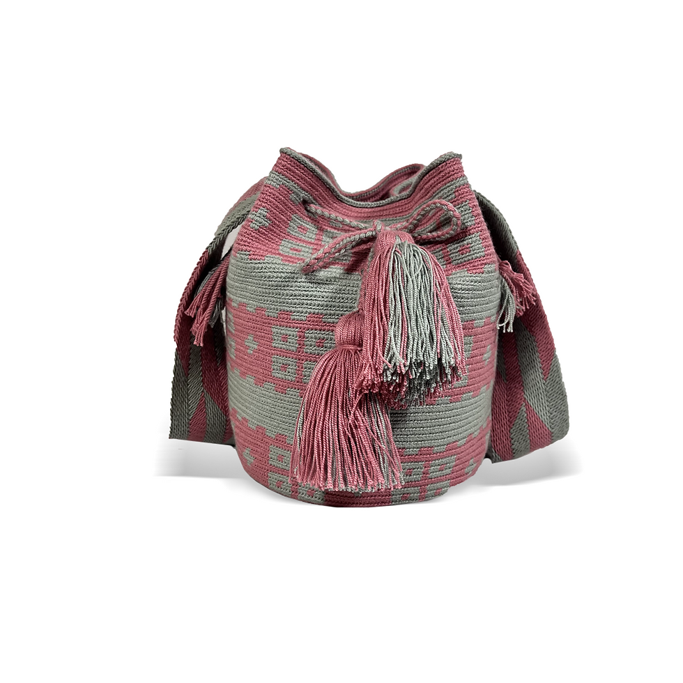 Thumbnail: AL&M Grey - Pink Design Wayuu Bag/ Wayuu Bag/ Wayuu Colombian Bag