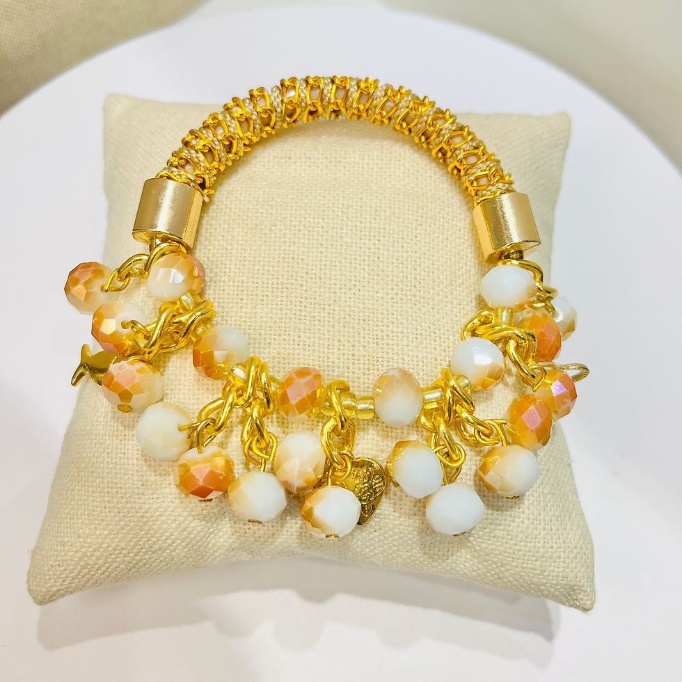 Miniatura: Pulsera de Piedras de Cristal Facetadas con tejido Crochet / Verde Claro