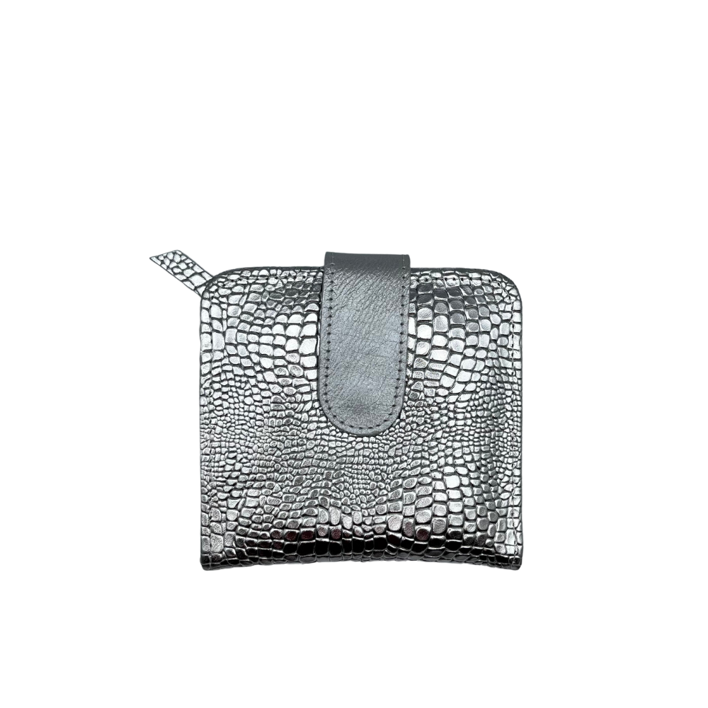 AL&M Silver Lacost Leather ID Vivi Wallet | Silver Lacost Wallet