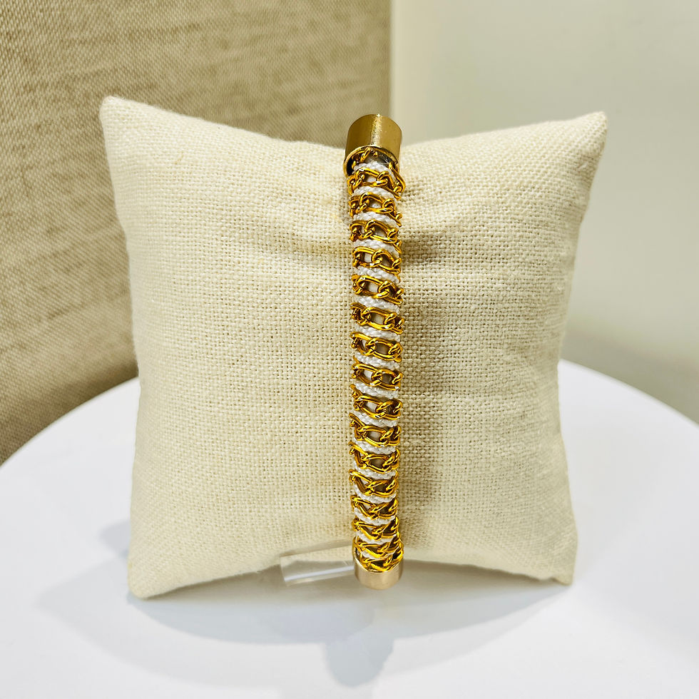 Miniatura: AL&M Bracelet of Faceted Crystal Stones with Crochet fabric / White