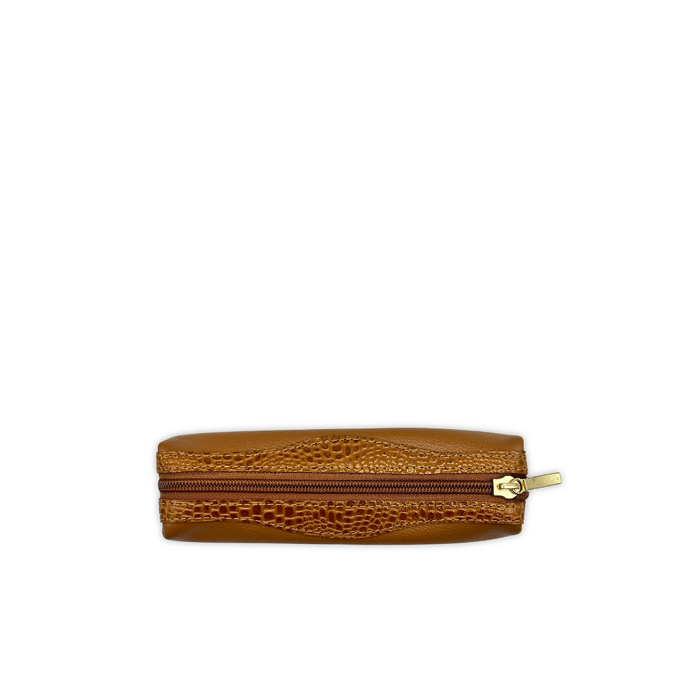 Thumbnail: AL&M Honey Lacost Leather Pencil Pouch Case