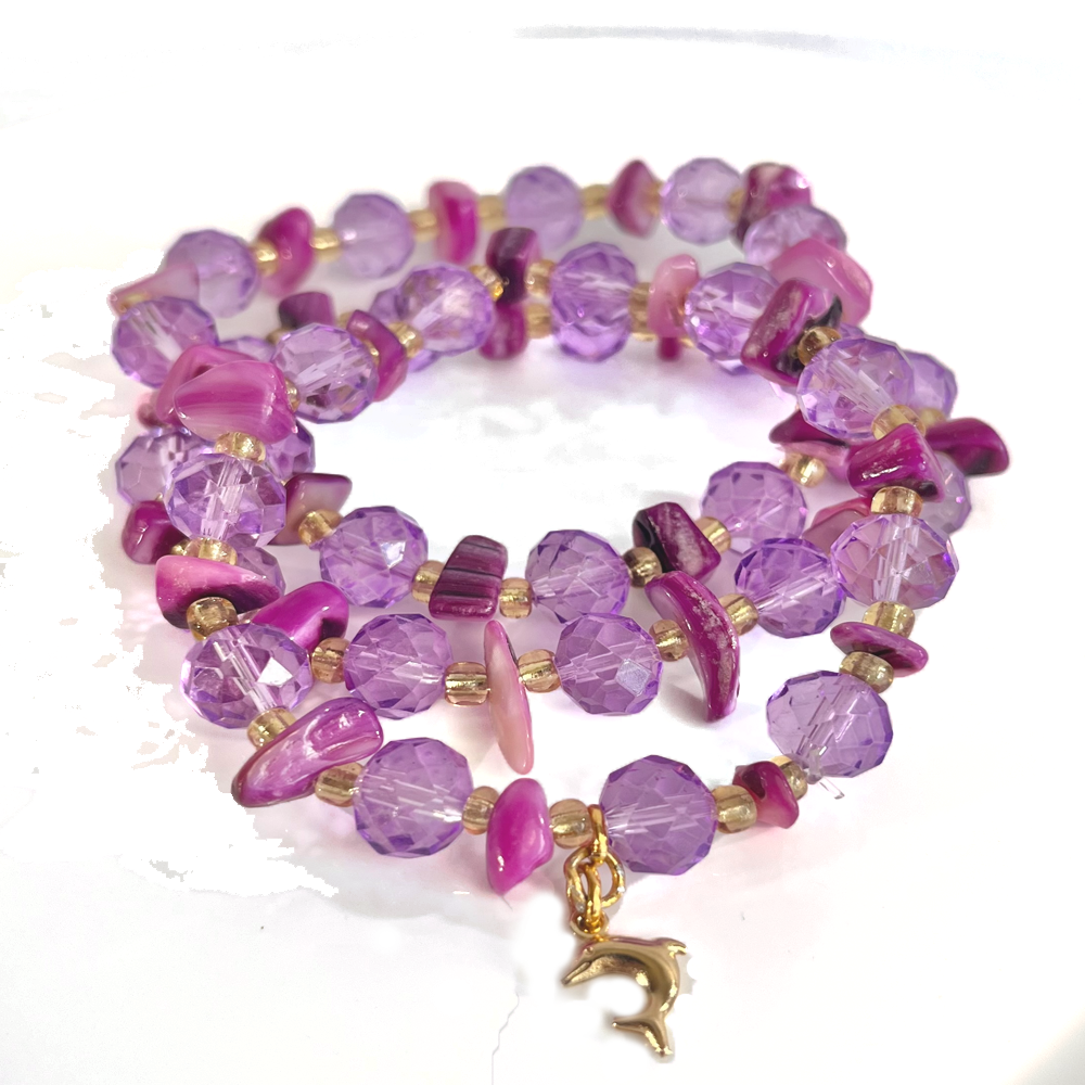 Pulseras de cordón elástico. X 3 / Púrpura Claro